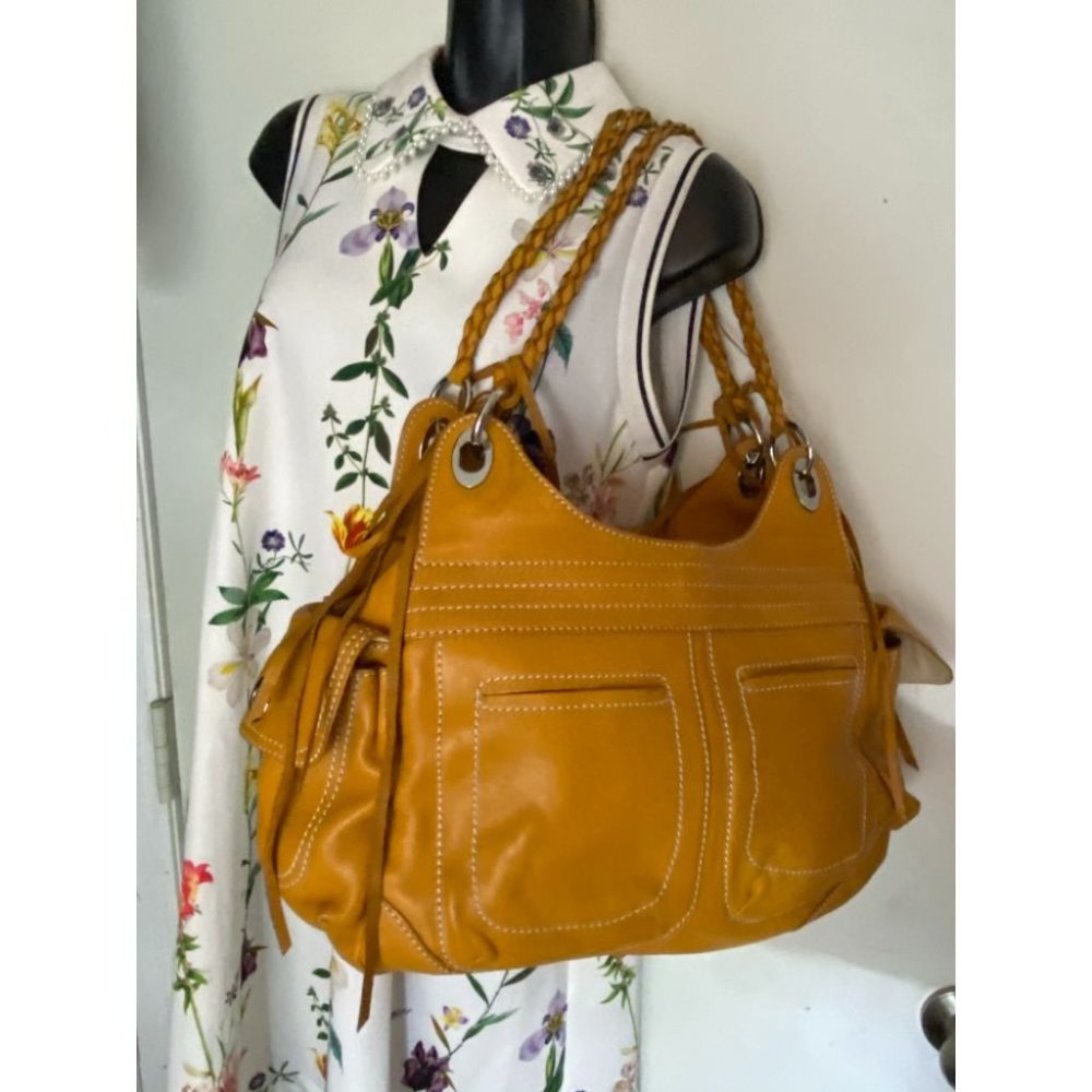 Sondra Roberts Orange Leather Shoulder/ Handbag - Picture 11 of 16